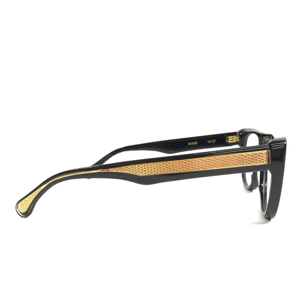 Alfred Kerbs Eyeglasses Frames MASK BK Shiny Black Gold Flat Top 56-17-143